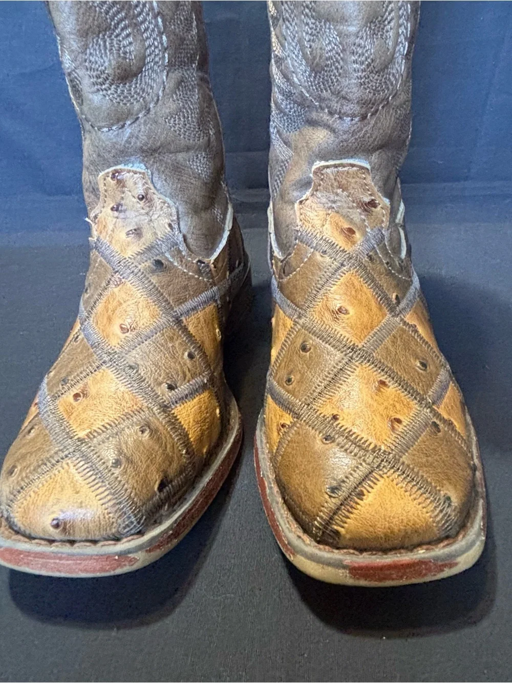Roper Kids size 11 Bird Blocks Square Toe Western Cowboy Boots